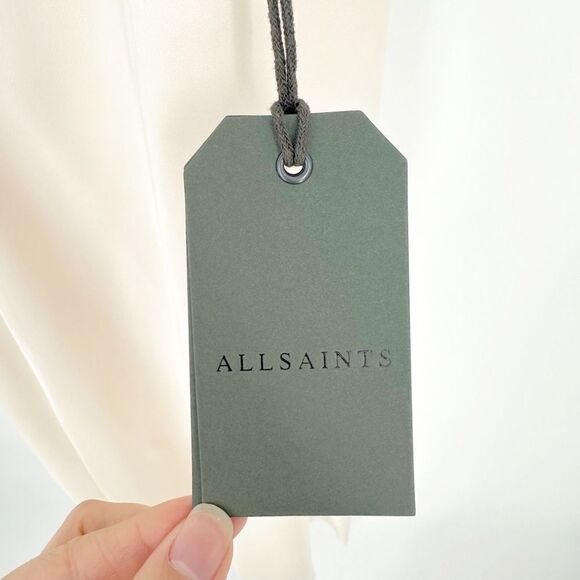 NEW Allsaints Coralie Midi Slip Dress Satin Open Back Backless White Women's 10 - Picture 9 of 14